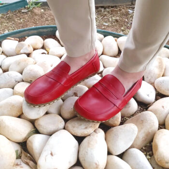 Women’s Red Barefoot Earthing Penny Loafer