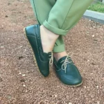 Women’s Green Barefoot Earthing Moccasin With Laces